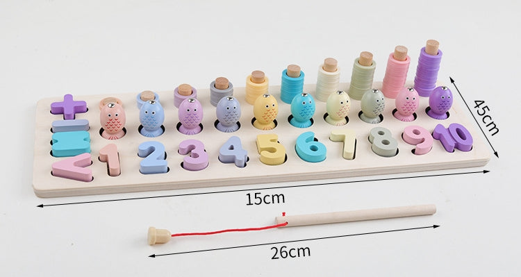 Tablero multifuncional para aprender los números, contar, colores, formas y pesca